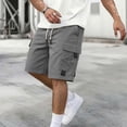 thumbnail image 2 of YLSDY Men's Solid Outdoor Cargo Shorts, Drawstring Elastic Waist, Multi-Pocket Casual Fashion Shorts Gray XXL, 2 of 8