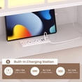 thumbnail image 5 of Afuhokles Twin LED Bed Frame with Storage Headboard and Charging Station, Velvet Upholstered Platform Bed Frame, White, 5 of 9
