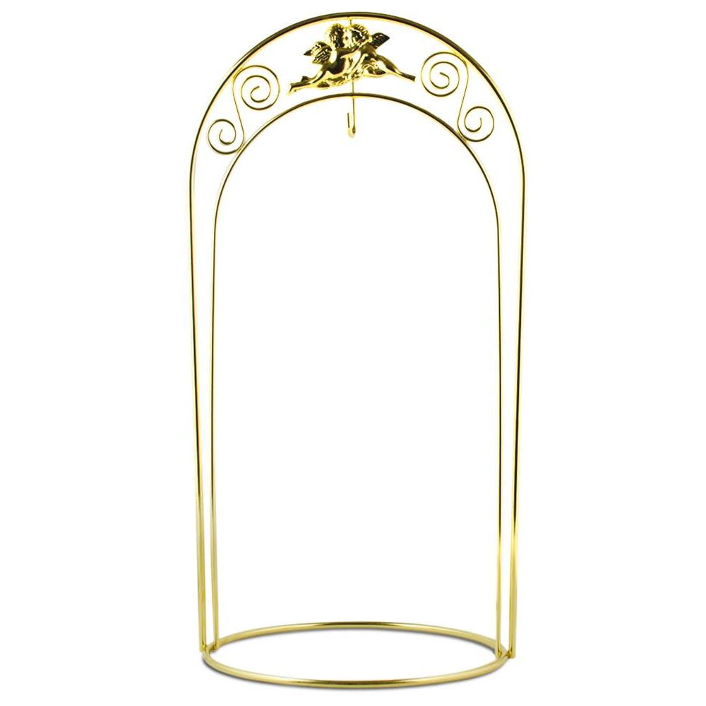BestPysanky Tall Arched Gold Tone Metal Ornament Stand 12 Inches