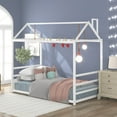 thumbnail image 7 of DreamBuck Twin Size House Platform Bed with Roof and Chimney Design, White, 7 of 7
