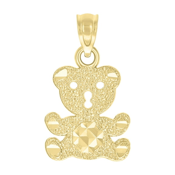10kt Real Yellow Gold Womens Textured Teddy Bear Charm Pendant