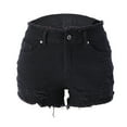 thumbnail image 4 of OKBOP Black Shorts for Women Ripped Casual Relaxed Fit Wide-Leg Jeans Shorts, 4 of 7