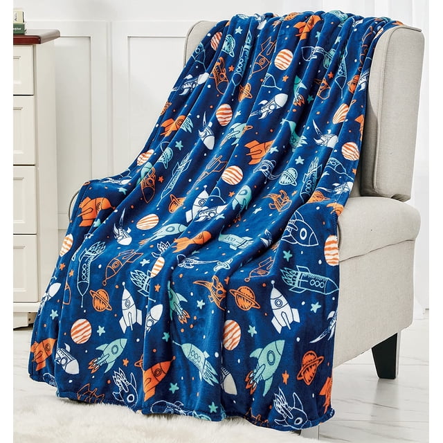 Mocassi Breathable Fleece Throw Blanket, 50 x 60 inches, Perfect for Lounging and Home Decor, All Season Suitable, Space Adventure Throw