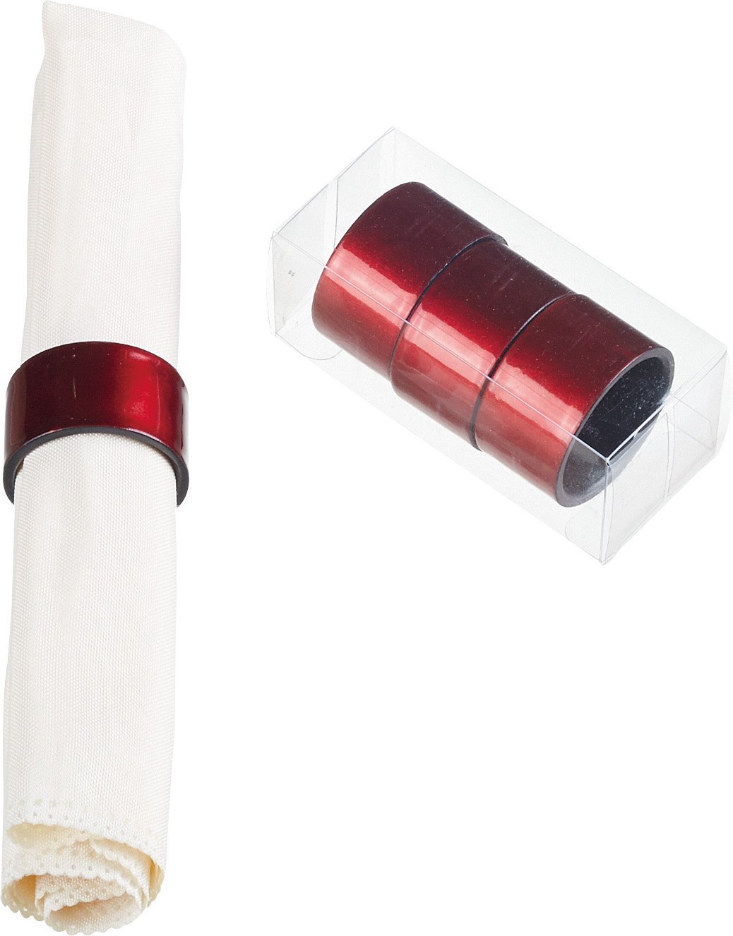 Set of 4 Red Holiday Napkin Rings 1.8 Inches in Diameter x 1 Inch Wide, Set of 4 napkin rings