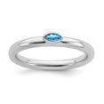 thumbnail image 1 of Solid 925 Sterling Silver Stackable Blue Topaz Ring Eternity Band Size 10, 1 of 6