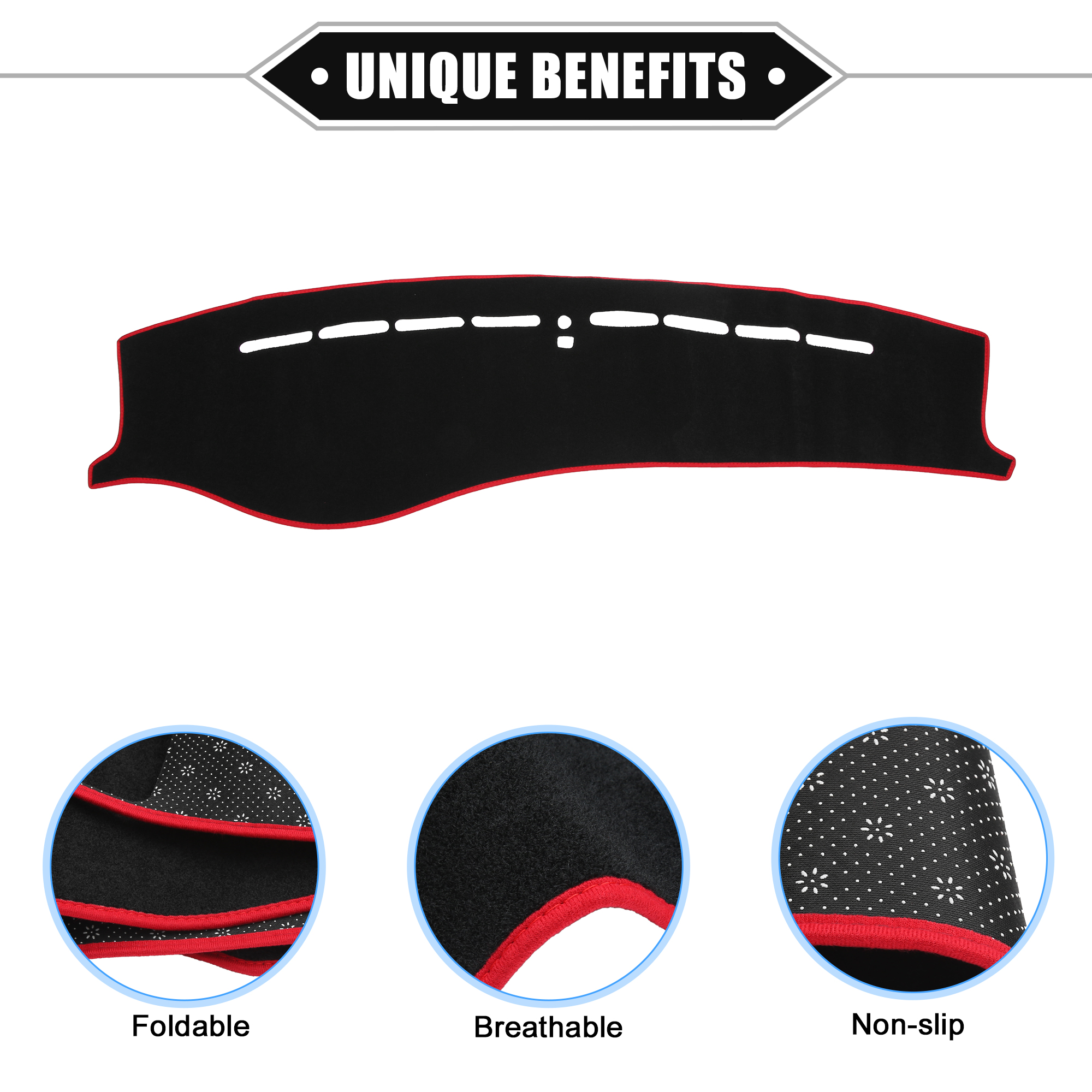 Dashboard Cover for Hyundai Sonata 2002-2005 Non-slip Polyester Black Red Dash Cover Mat Protector Cover