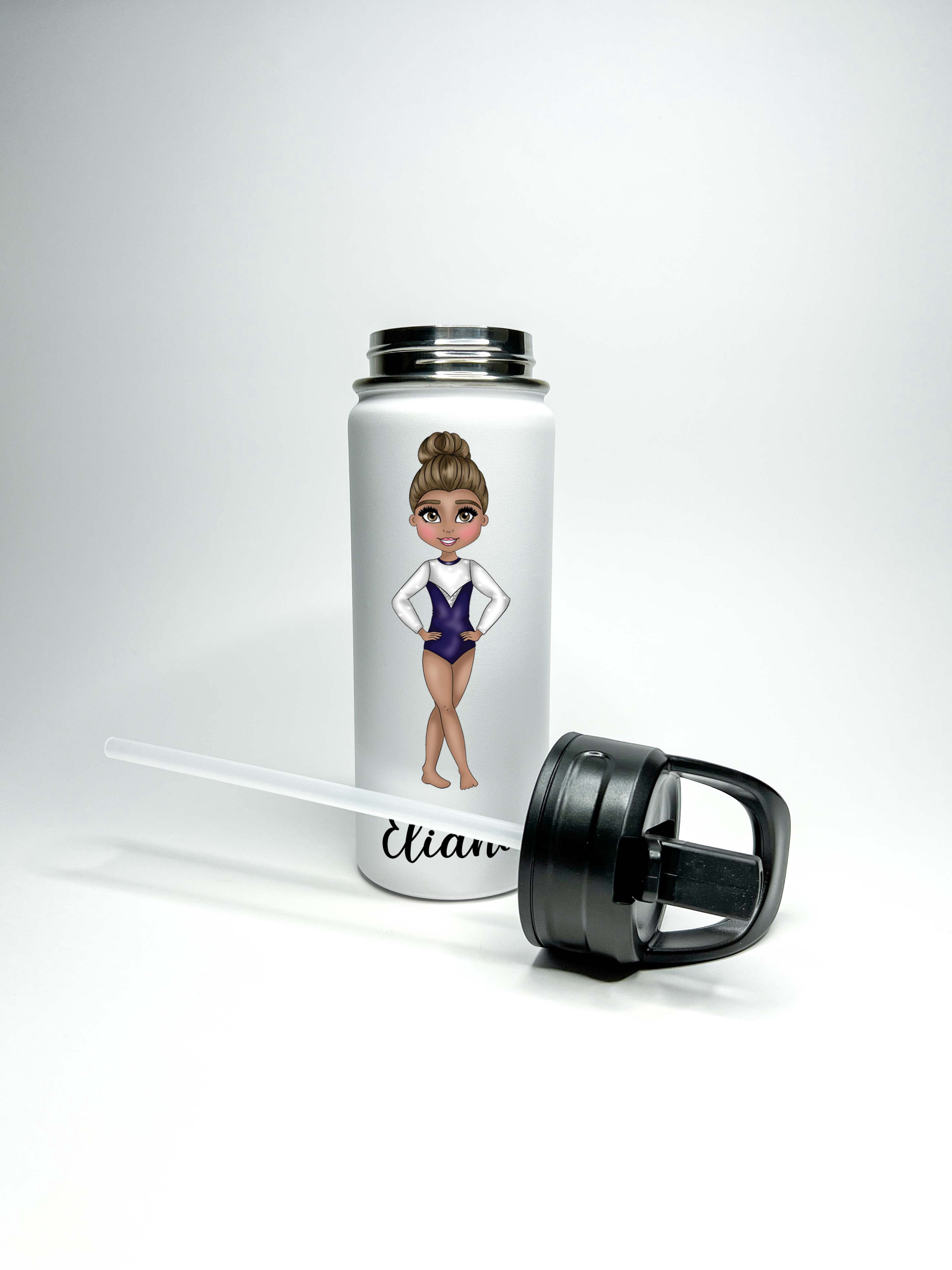 Personalized Insulated Stainless Steel Gymnasts Gymnastics Sports 18oz Water Bottle Custom Print Keeps Cold 24 hrs Classic Thermal Flasks