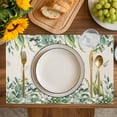 thumbnail image 4 of Spring Eucalyptus Leaves Placemats Set of 8, Rustic Plants Botanical Beige Placemats for Dining Table, Place Mats for Kitchen Tabletop, Waterproof Wipeable Dining Table Mats Set, 4 of 9