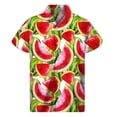 thumbnail image 4 of Camisa hawaiana con estampado de sandía tropical, camisa de verano de calle de manga corta con botones y estampado 3D de frutas, ropa para hombre, blusa con solapa, 4 of 4