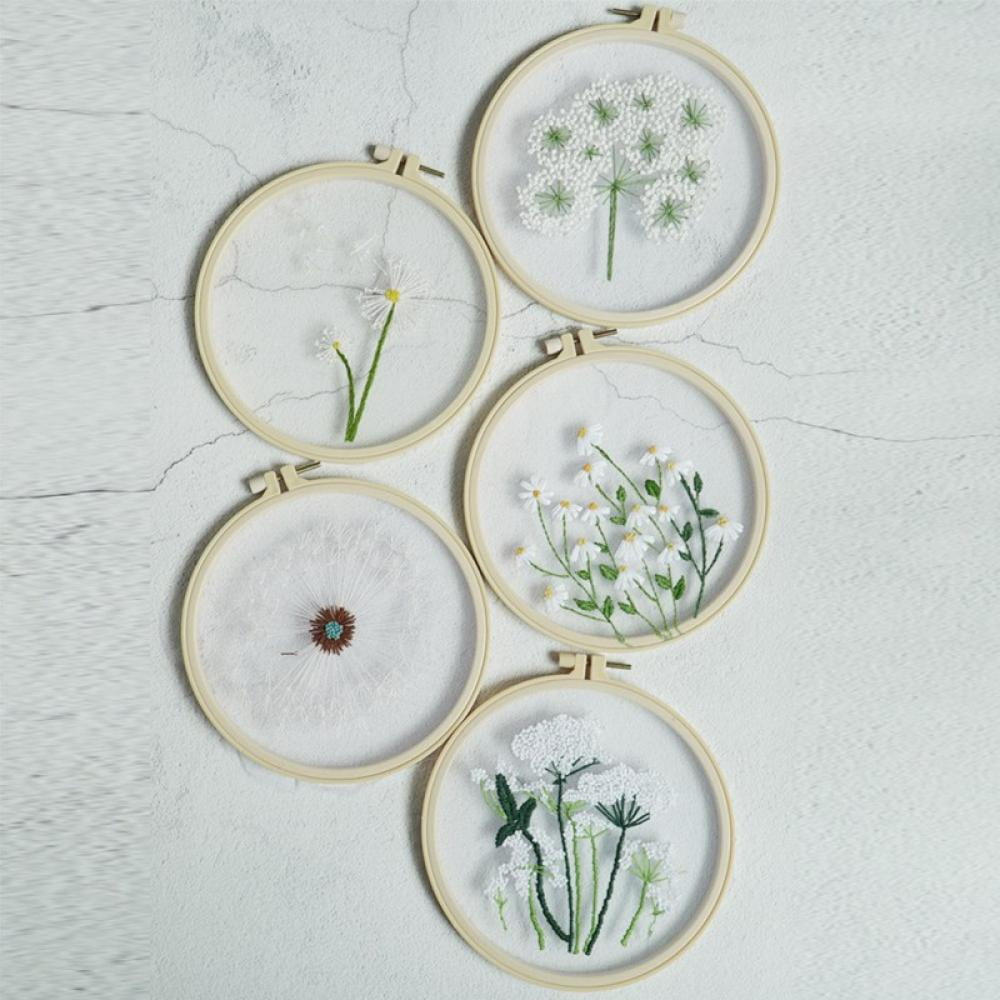 Embroidery Starter Kit Diy Chinese Style Three-dimensional Transparent Yarn Embroidery Hand Embroidery Material Package + 22CM Embroidered Shed