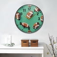 thumbnail image 2 of Yayeee Wall Clock Battery Operated 11.9" Silent Quartz Non-Ticking for Living Room Decor, Green American Footballs, 2 of 8