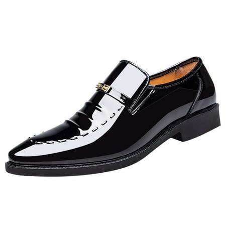 

ZIZOCWA Shoes Silp On Born Shoes For Men Leather Fashion Summer And Autumn Men Leather Shoes Pointed Toe Low Heeled Slip On Stitching Solid Color Business Style Tan Shoes Men Leather