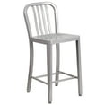 thumbnail image 2 of Emma + Oliver Commercial Grade 24"H Silver Metal Indoor-Outdoor Counter Stool w/ Slat Back, 2 of 12