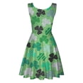 thumbnail image 4 of EGNMCR St Patricks Day Sundress for Women Shamrockes Print Luck Green Irish Outfits Neck Dresses Sleeveless V-Neck Midi Dress Casual Loose Beach Dress Sundress Cocktail Party Evening Dress, 4 of 5