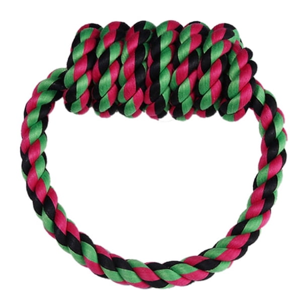 Anillo de cuerda de algodón para mascotas, resistente a las mordeduras, colorido, interactivo, para dentición, juguete redondo de cuerda para perros medianos y grandes