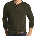 thumbnail image 2 of Long Sleeve Shirts for Men Henley Shirt Crew Neck Buttons Solid Color Casual Loose Henley Shirts for Men, 2 of 5