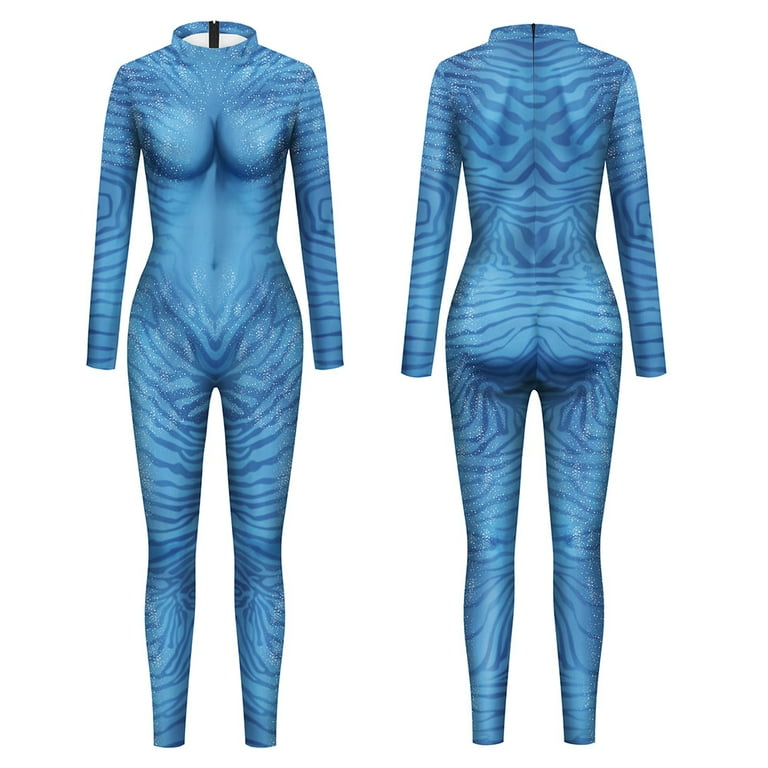 Women Avatar Neytiri Jumpsuit Cosplay Costume 3D Style Carnival Bodysuit  for Adult 