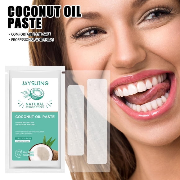 Tiras blanqueadoras de aceite para dientes que mantienen su blancura perlada. Pasta blanqueadora.