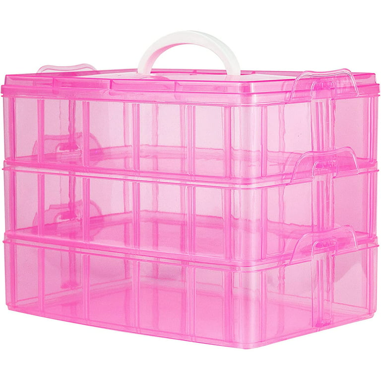 Clear 4-Tier Stackable Storage Containers with lids - 40 Adjustable  Compartments for Craft Organizers - Storage box for Jewelry, beads, kids  toys, makeup box and sewing supplies