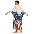 thumbnail image 2 of Xixirimido Daisy American Flag Print Women's Kaftan Dresses Plus Size Beach Cover Up V-Neck Batwing Sleeve Swimsuit Coverup Summer Caftan Dress, 2 of 7