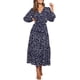thumbnail image 1 of Vestido largo de fiesta informal con cuello en V y manga larga con volantes y estampado de leopardo bohemio para mujer Adepaton WMPH-1447-4, 1 of 1