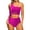 Rose, variant on MOSHU One Shoulder Womens Bikini Sets High Waisted Bathing Suits for Women Tie High Cut Swimsuits