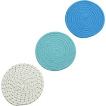 Trivets Pot Holders Set for Hot Dishes Set of 3, Hot Pads for Kitchen, 100% Cotton Trivets for Hot Pots and Pans, Spoon Rest for Cooking & Baking, Stylish Coaster & Hot Mats, Mix Blue 7 Inch Diameter