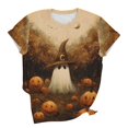 thumbnail image 7 of Witch Hat Cute Graphic T-Shirt for Women Crew Neck Short Sleeve Loose Casual Tops Fall Tees Multicolor M, 7 of 7