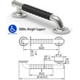 thumbnail image 3 of Ameriluck Bath Safety Grab Bar, Asymmetrical Design With Anti-slip Soft Grip, Stainless Steel Ada Compliant 500lbs Support (brushed Nickel, 12in), 3 of 8