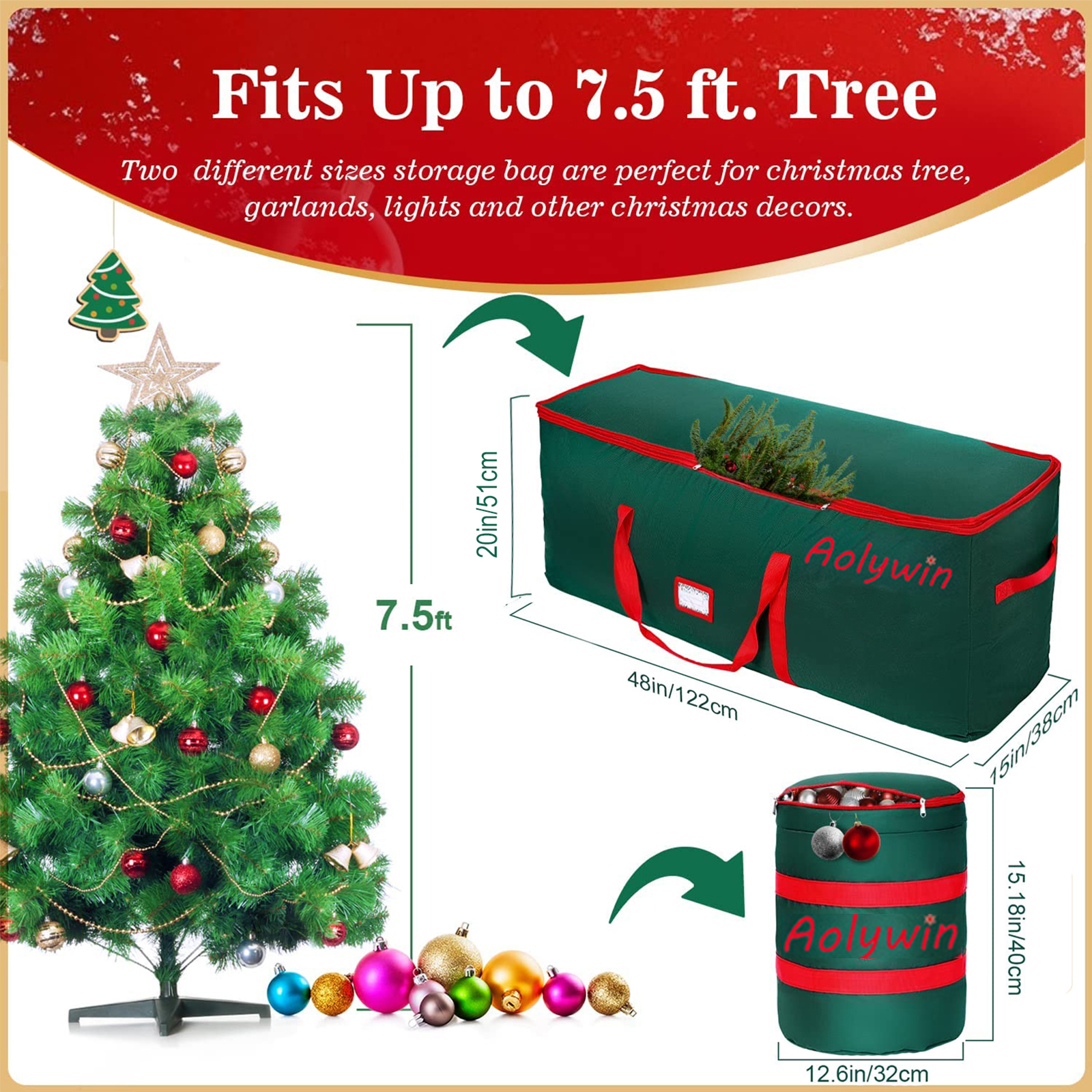 COCOBELA Christmas Tree Storage Bag Set For 7.5ft Trees photo 8