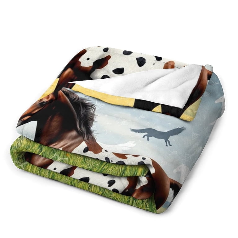 Kibue Majestic Horse Flannel Throw Blanket - 50x40 Inch Soft Cozy Blanket For Couch, Bed, Travel