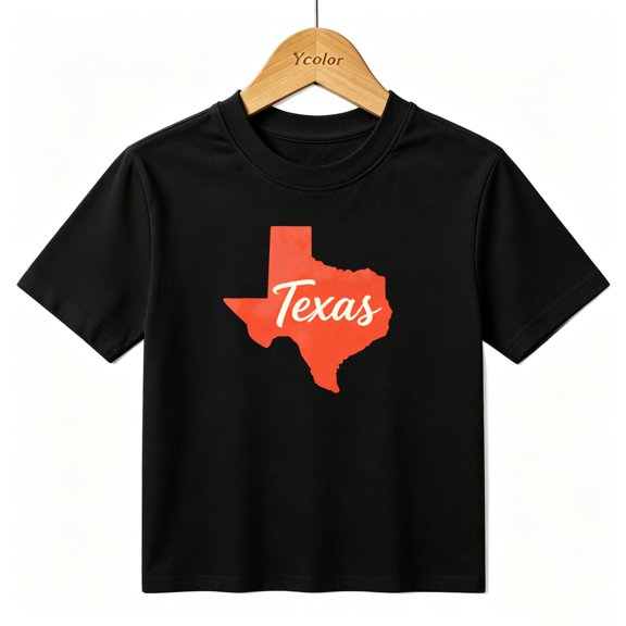 Boys Graphic T-Shirt Texas State Map Patriotic Red Silhouette Kids Tees 100% Cotton Tops Ages 4-13Y
