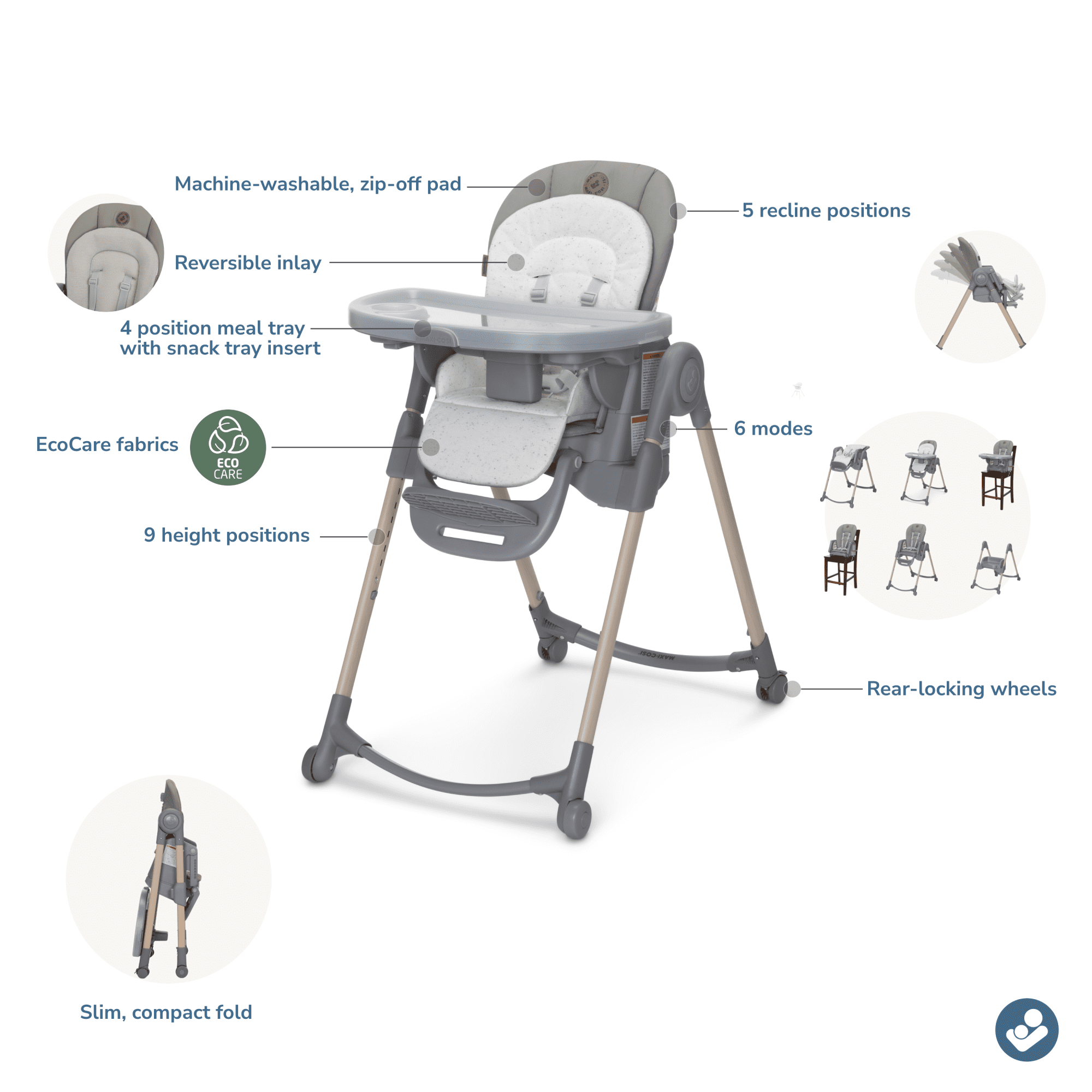 Maxi-Cosi Minla 6-in-1 High Chair, Classic Green
