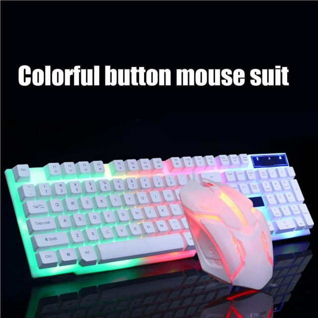 USB Gaming Keyboard and USB Mouse Combo LED Backlit Keyboard Firm Durable Colorful Glowing Gaming Mouse Computer Accessories