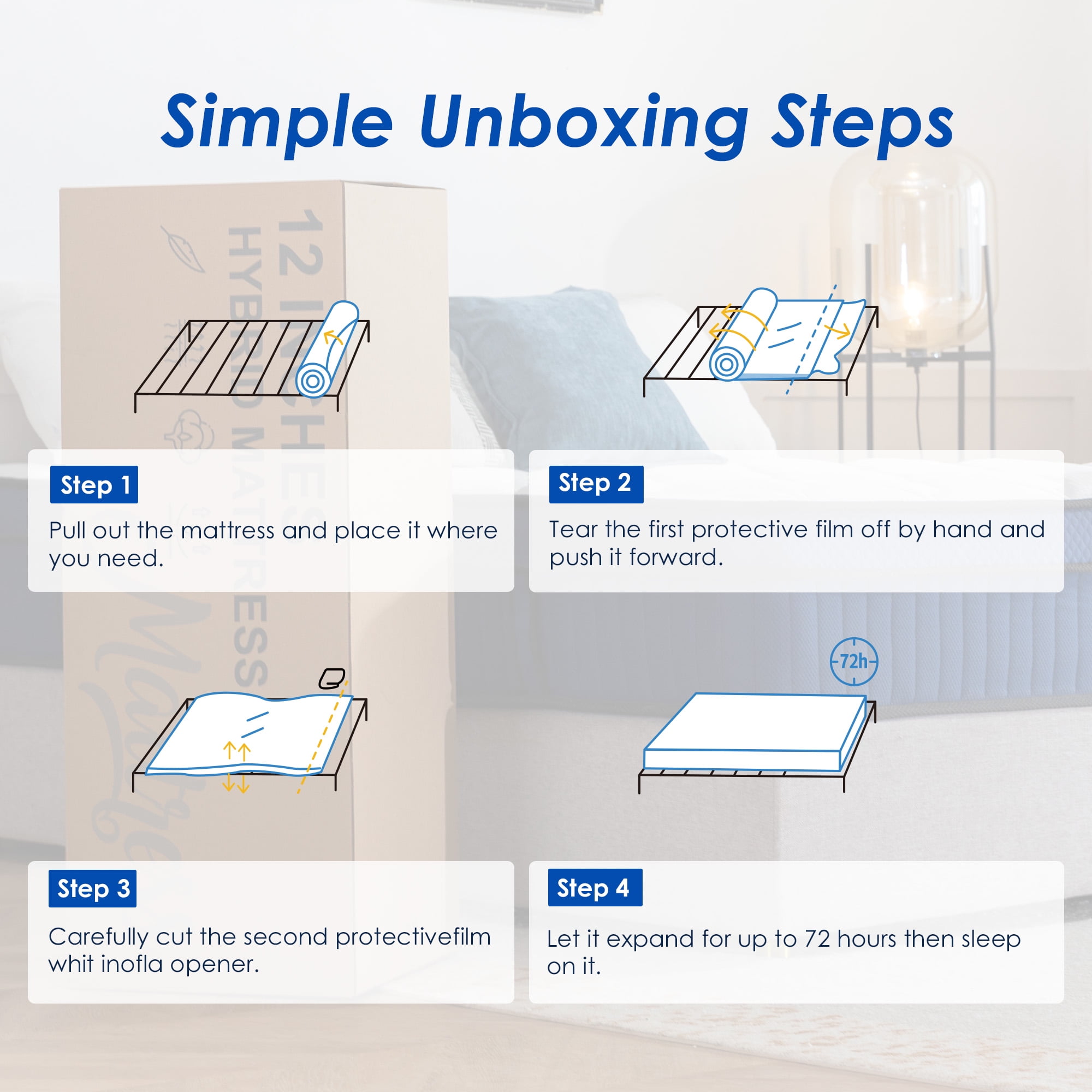 12'' Full Size Mattress, QUEEN ROSE Hybrid Firm Mattress in a Box with Gel Memory Foam, Individually Wrapped Pocket Coils Innerspring, Pressure-Relieving and Supportive, Mattress Full