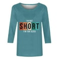 thumbnail image 5 of Chemises pour Femmes Habillées Décontractées, Chemises à Manches 3/4 pour Femmes, Tuniques à Manches Courtes Grande Taille pour Femmes, T-shirt à Manches 3/4 à Col Rond Imprimé Lettres Mode Décontractée pour Femmes, 5 of 5
