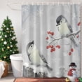 thumbnail image 3 of Small Stall Shower Curtain 36x72 Inch Narrow Half Size Christmas Birds Bath Curtains Bathroom Decor, Berry Branches Snowflake Xmas Grey Waterproof Fabric Shower Curtain Set with Hooks 36 Inch, 3 of 8