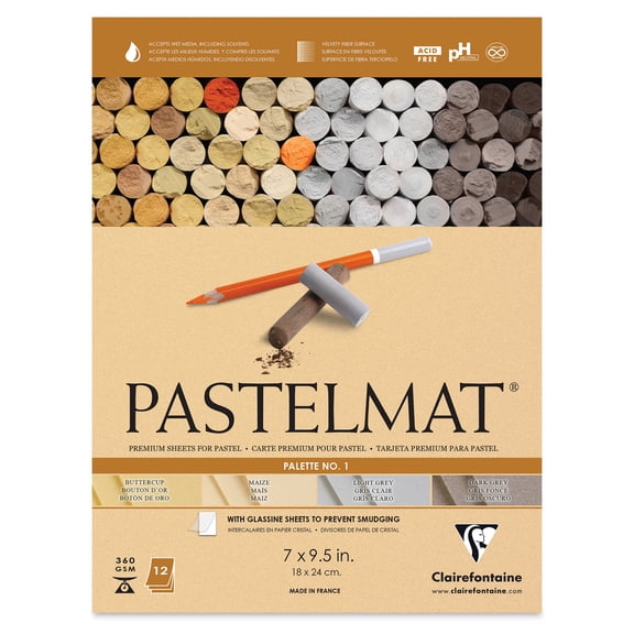Clairefontaine Pastelmat Pad - 7" x 9-1/2", Assorted, Palette No. 1, 12 Sheets