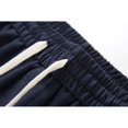 thumbnail image 4 of Casual Blend Shorts Elastic Waist Breathable Summer Pockets Embroidered Five Inch Short PantsNavyM, 4 of 8