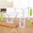 thumbnail image 1 of Set Of Three Thickened Plastic Measuring Cups For Home Kitchen Use Transparent With Clear Markings Available In 200ml 400ml And 900ml Sizes, 1 of 6