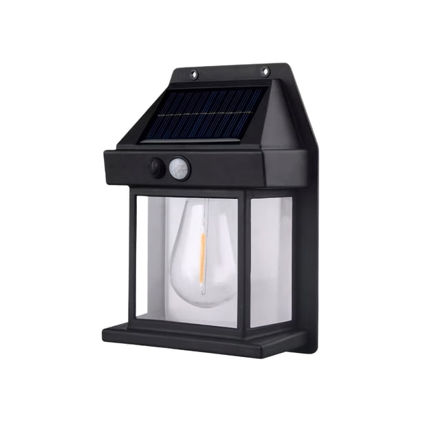 Billuyoard Lámpara solar Luz de pared LED para exteriores Sensor de jardín impermeable Luces solares para exteriores Lámpara de pared Iluminación y accesorios negro