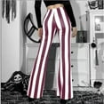 thumbnail image 6 of Fesfesfes Women Casual Pants Fashion Striped Printed High Waist Flare Pants, 6 of 9