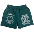 thumbnail image 3 of Keith Haring Iconic Art Pieces Small Dark Green Sweat Shorts for Men, 3 of 4