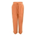 thumbnail image 4 of Gibobby Pants Women, Fleece Sweatpants Drawstring Lounge Straight Leg Comfy PJ Soft Pajama Joggers with Pockets(Orange,4XL), 4 of 6