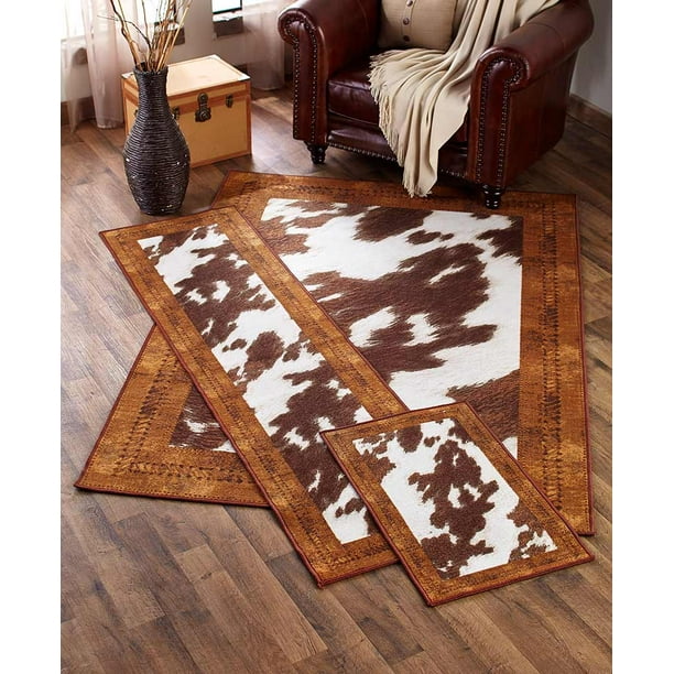 CowhideLook Rug Collection (Brown Runner)