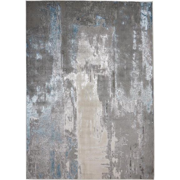 HomeRoots 513040 10 x 13 ft. Gray Ivory & Blue Abstract Stain Resistant Rectangle Area Rug