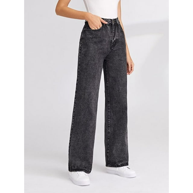 U.Vomade Jeans Taille Haute pour Femmes Jeans à Jambe Grand pour Dames