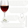 thumbnail image 2 of 1 Box 30 Set Wine Glass Charms Arylic Drink Tags Drink Charms Bulk Heart Shaped Drink Markers Clear Wine Glass Name, 2 of 6