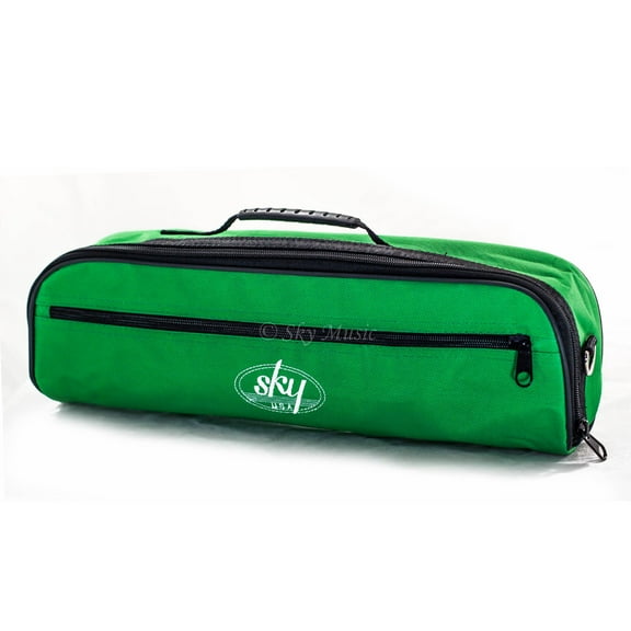 Sky Brand New C Flute Hard Case Cover w Side Pocket/Handle/Strap Green Color