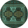 thumbnail image 1 of Ahgly Company Indoor Round Persian Turquoise Blue Traditional Area Rugs, 3' Round, 1 of 4